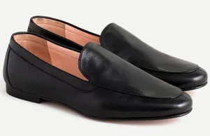 J.Crew Cecile Leather Smoking Slippers Loafers Black 7 Minimalist Classic Flats thumbnail 1