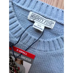 New Women’s Mighty Fine Lobster 🦞 Print Sweater Cotton Acrylic Baby Blue Xs thumbnail 3