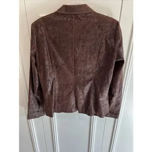 Bamboo Traders Brown Faux Leather‎ Jacket Size Medium Crackled Western Boho Y2K thumbnail 2