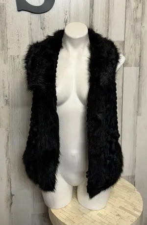 Black Faux Fur Vest Women’s Small – Soft Plush Texture, Warm Lined, Zipper Closu thumbnail 1