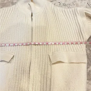 Cozy White Cream Zip-Up Oversized Cardigan Sweater thumbnail 8