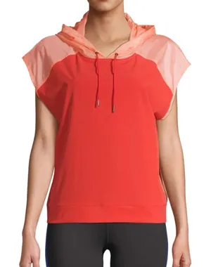 Avia | Woman's Sleeveless Orange Red Colorblock Hooded Windbreaker Top,‎ Size S thumbnail 1
