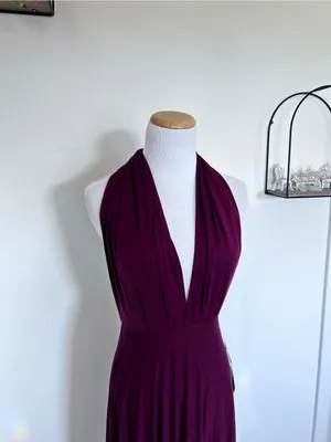 NWT Lulus Burgundy Tricks of the Trade Taupe Convertible Maxi Dress Size Small thumbnail 5