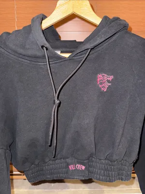 Kill Crew Womens Black Cropped Hoodie thumbnail 2