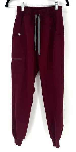 FIGS Zamora Jogger Scrub Pants Burgundy Drawstring XXS Women's thumbnail 1