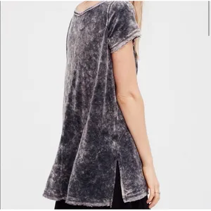 Free People Doran Velvet Grey Short Sleeve Tunic Top‎ Oversized Size Small thumbnail 7