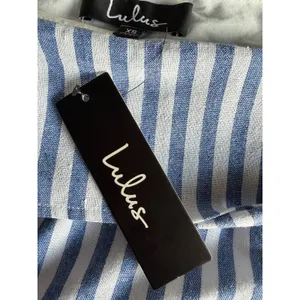 Lulus Seaside Skipper Blue White Striped Off Shoulder Mini Dress XS NWT thumbnail 6