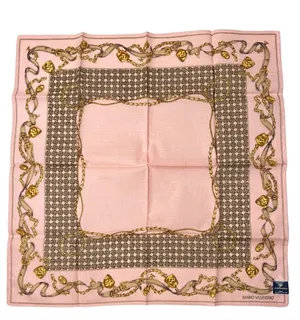 Mario Valentino Chain Belt Vintage Pink Cotton Scarf Bandana Handkerchief thumbnail 1