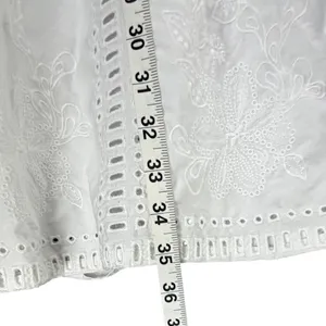 Moon River Eyelet Midi Skirt M White Cotton Floral Embroidery Feminine Boho Chic thumbnail 8