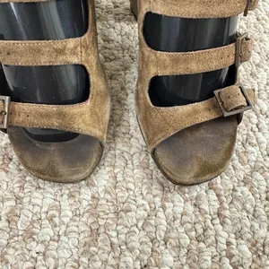 Saint Laurent Brown Suede Strappy Block Heels/Shoes 6.5 thumbnail 3