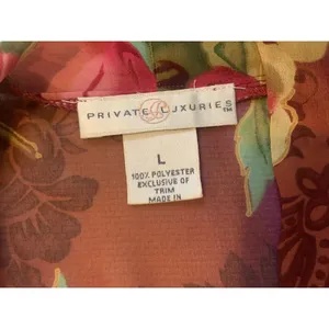 Private Luxuries Sheer kimono Robe Red with Pink Rose Floral Print Size L thumbnail 10