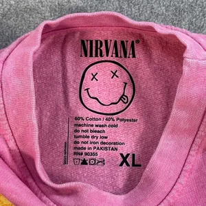 Nirvana Smiley Graphic Print Pullover Sweatshirt Women’s X-Large Pink thumbnail 5