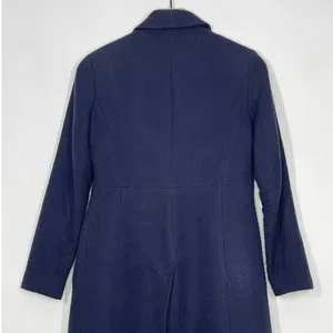 Banana Republic‎ Navy Coarse Cotton Weave Button Front Overcoat Women's XS thumbnail 5