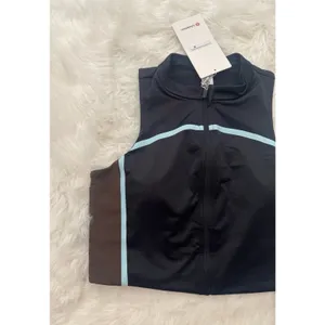 Lululemon Satin Shine Full Zip Tank Top Black Walnut Crunch Foam Cloud Large thumbnail 4