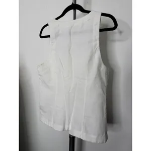 L*Space Sofie Vest White Linen Button Front Square Neck Sleeveless Top thumbnail 4