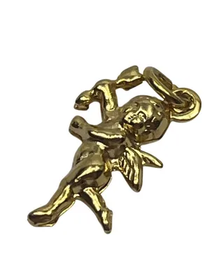 Gold-Tone Angel Cupid Charm Pendant For Jewelry Making Or Necklace Accent A402 thumbnail 2