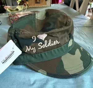 US Allegiance I Heart My Soldier Camo Cadet Hat Pink Embroidery NWT thumbnail 1