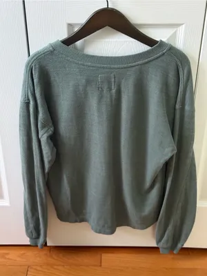 Aerie Happy Snit Henley in Green thumbnail 3