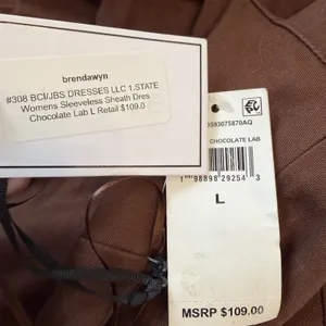 NWT 1.STATE L Brown Cotton Sleeveless Tie Open Back Dress Statement Date Sheath thumbnail 6