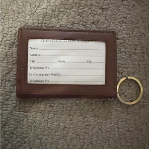 Brown Leather ID Card Holder with Keyring kappa kappa gamma thumbnail 2