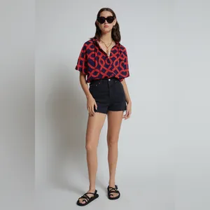 Levi’s Premium Ribcage Shorts Black Lake Raw Hem 28 Cutoff thumbnail 4