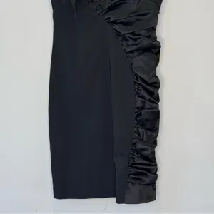 🍁 Faviana One Shoulder Bow Ruffle Stretch Mini Cocktail Party‎ Dress Sz 0 Black thumbnail 7