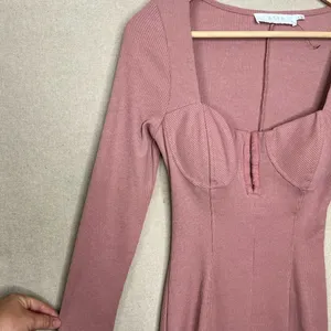 ASTR The Label Blush Ribbed Long Sleeve Bodycon Dress Knee Length Size M thumbnail 3
