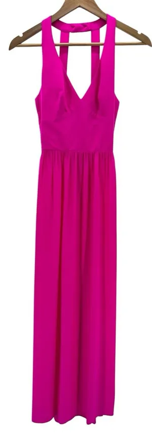 Amanda Uprichard Silk Maxi Dress Pink Strappy Backless S Luxury‎ Resortwear thumbnail 1