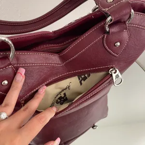 Y2K Red Burgundy Faux Tooled Leather Western Studded Shoulder Bag thumbnail 15