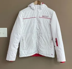 Rip curl Zip Up Puffer Snow Jacket in White‎ Red Size Medium thumbnail 1
