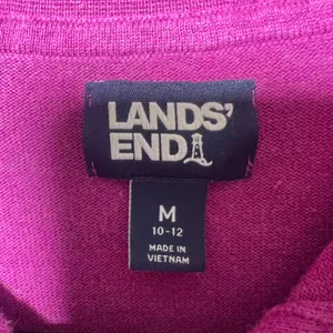 Lands End Magenta Pink Polo 3/4 Sleeve‎ Collared Knit Sweater Top Size M thumbnail 2