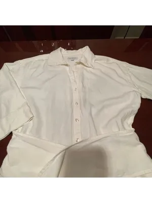 Free Assembly cream linen blend shorts romper jumpsuit belt button front Sz S thumbnail 4