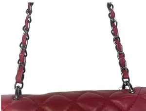 Badgley Mischka Designer Quilted Leather Red Silver Crossbody Purse thumbnail 3