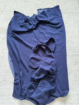 Showler Elegant Navy Halter Maxi Dress with Thigh Slit (Size XS) thumbnail 3