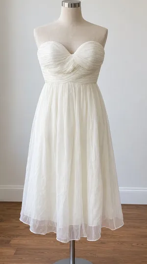Donna Morgan Ivory Strapless Sweetheart Tulle Midi Dress thumbnail 1