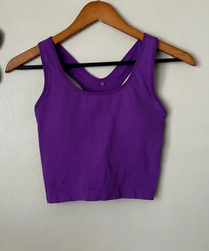 Calia purple ribbed crop top thumbnail 1