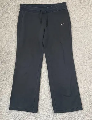 VTG Nike Wide Leg Sweatpants Women XL? Black Lounge Y2K Sportswear Stretch thumbnail 1