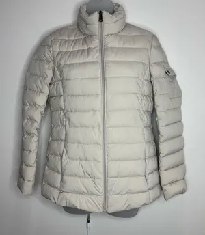 Lauren Ralph Lauren Puffer Zip Up Jacket Coat size XS Cream hidden hood thumbnail 1