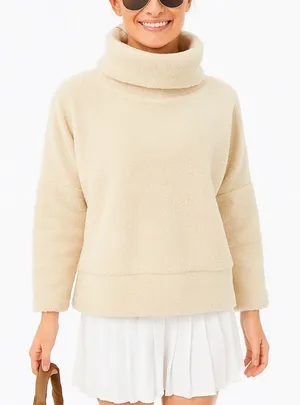 Tuckernuck Teddy Fleece Rollins Cowl Neck Pullover Cream Cozy Soft Oversized S thumbnail 1