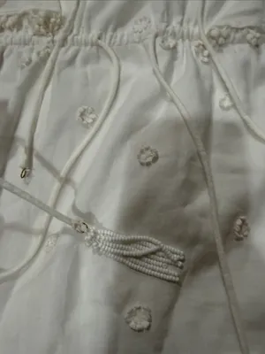 Farm Rio Anthropologie Off White 3D Flower Mini Dress size S EUC thumbnail 3