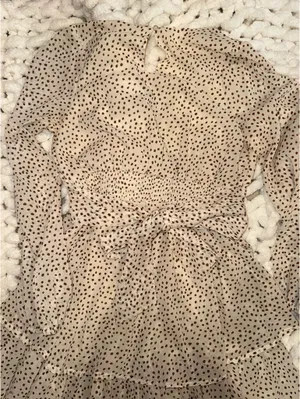 Japna Brown short polka dot ruffle dress thumbnail 4