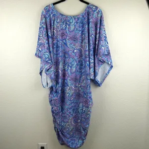 Carmen Marc Valvo Swimwear Coverup Dress Womens Large Floral Ruched Stretch Boho thumbnail 5