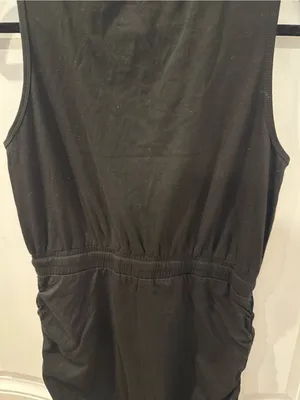 Black Athletic Tank Dress Drawstring Waist Pockets Ruched Sleeveless Size Large thumbnail 6