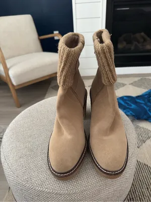 Steve Madden Cashmir Bootie Womens 9.5 Suede Knit Block New thumbnail 4
