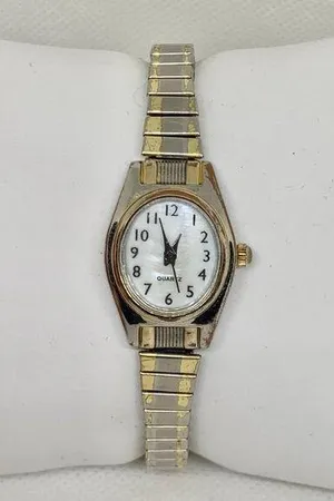 Vintage Accutime women two tone watch quartz analog running thumbnail 1