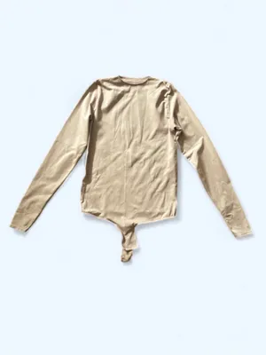 Skims Essentials Crewneck Bodysuit Long Sleeve Nude Size Small / Medium Shaping thumbnail 3