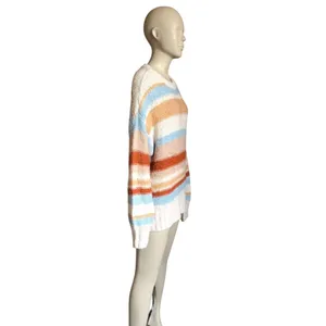 American Eagle Tan, White and Blue Striped Sweater thumbnail 3