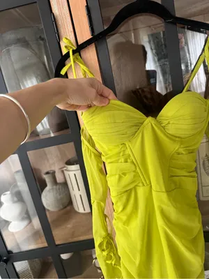 Oh Polly emalee corset mini dress fairycore tie front bodycon sexy lime ruched thumbnail 5