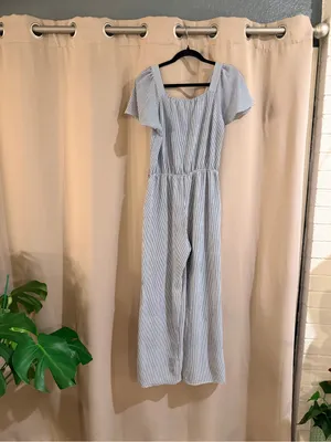 Monteau Striped Blue and White Jumpsuit thumbnail 3