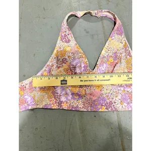 Altar'd State Floral Halter Crop Top Purple Pink Yellow Boho Retro Small thumbnail 6